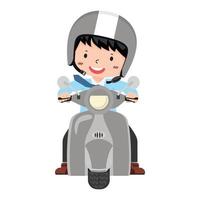 businessman driving front view motorbike cartoon vector