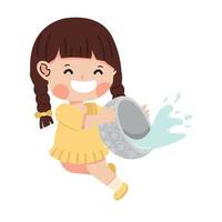 Girl splashing water with water bowl vector