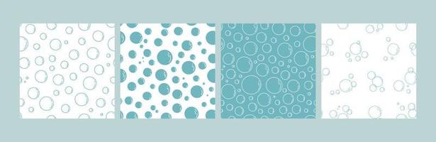 Hand-drawn water bubbles. Seamless pattern set. Simple vector illustration isolated on white background