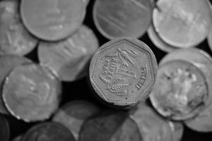 coins collection selective focus coin 1 one rupee 1985 photo