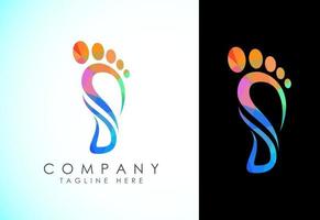 Polygonal foot and care icon logo template, Low poly foot and ankle healthcare vector