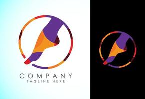Polygonal foot and care icon logo template, Low poly foot and ankle healthcare vector