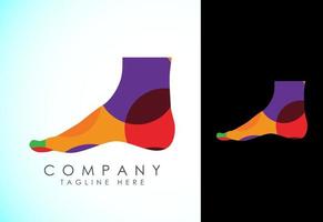 Polygonal foot and care icon logo template, Low poly foot and ankle healthcare vector