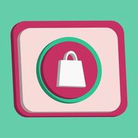 Shopping bag icon button vector