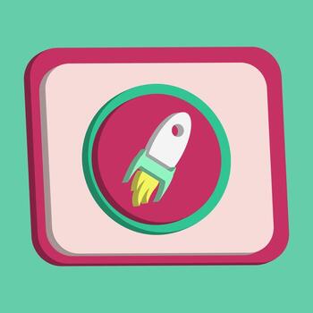 Rocket icon button vector
