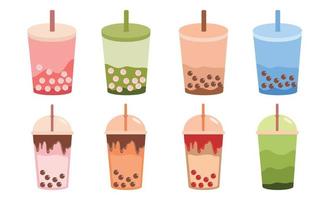 Fruit juice packaged drinks and black bubble ice smoothies vector