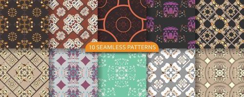 Modern abstract seamless pattern set. Vector illustration.