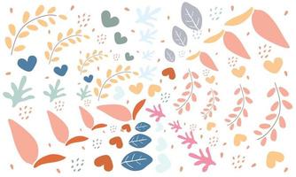 Seamless pattern nature with leaves, love and abstract shape vector
