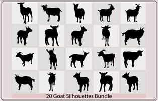 Goat Silhouette,goat animal farm icon,Goats isolated on white, hand drawn vector illustration,Goat vector silhouette. Farm animal silhouette