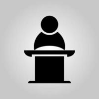 Public Speaker on the pedestal. Business meeting, discussion or debate. Vector illustration