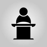 Public Speaker on the pedestal. Business meeting, discussion or debate. Vector illustration