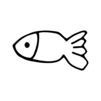 Cute doodle single fish. Underwater world for child coloring book and summer design. vector