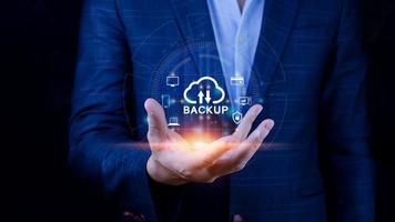 Internet data storage backup, technology business concept, Cloud technology, Data storage, Networking and internet service concept. photo