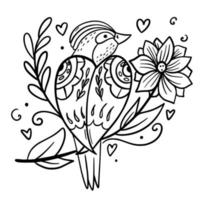 Bird. Spring bird. Coloring. Sketch. Hand drawing. For your design. vector