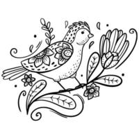 Bird. Spring bird. Coloring. Sketch. Hand drawing. For your design. vector