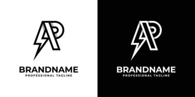 Letter AP Thunderbolt Logo, suitable for any business with AP or PA initials. vector