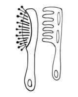 Coloring Page brush, comb. Line Vector Educational worksheet. Paint game.