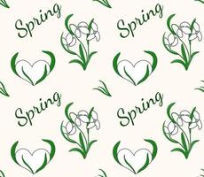 Seamless pattern Spring Snowdrops. Vector First spring flowers for fabric, textile, wrapping paper.