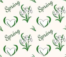 Seamless pattern Spring Snowdrops. Vector First spring flowers for fabric, textile, wrapping paper.