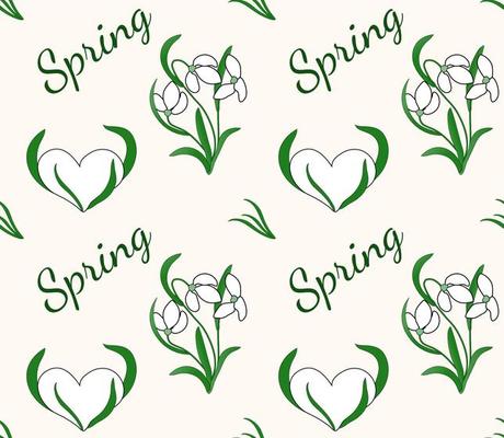 Seamless pattern Spring Snowdrops. Vector First spring flowers for fabric, textile, wrapping paper.