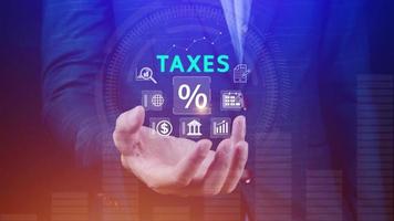 Business using computer to complete Individual income tax return form online for tax payment. Government, state taxes. Data analysis, paperwork, financial research, Calculation tax return. photo