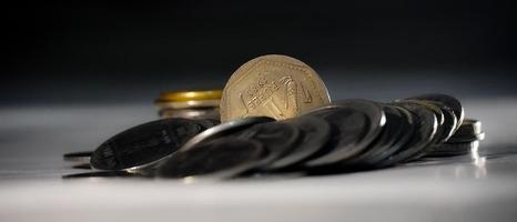 1 rupee coin selective focus closeup image photo