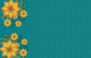 Arabic pattern background with realistic gold flower vector