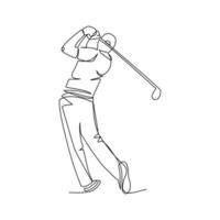 Golfer vector illustration drawn in line art style