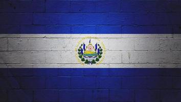 Flag of El Salvador painted on a wall photo