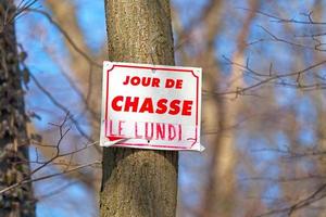 Hunting day sign in French photo