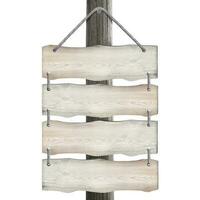 Four Wooden Boards Hanging on A Rope and Post photo