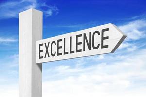 Excellence - White Wooden Signpost with one Arrow photo