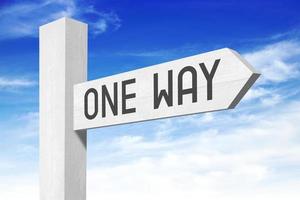 one Way - White Wooden Signpost with one Arrow photo