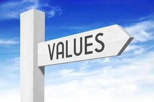 Values - White Wooden Signpost with one Arrow photo