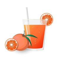 un vaso de pomelo o naranja jugo, Mandarina. natural Fresco exprimido jugo. sano dieta. el diseño concepto de un web página, publicidad, cafetería, menú. vector ilustración