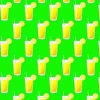 Seamless pattern a glass of lemon juice, and a slice of lemon. For posters, logos, labels, banners, stickers, product packaging design, etc. Vector illustration