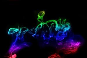 Abstract smoke isolated on black background,Rainbow powder photo