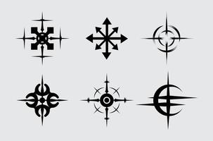 diferente flecha Brújula pasión de viajar tatuaje objetivo acortar Arte símbolo icono pegatina elemento vector