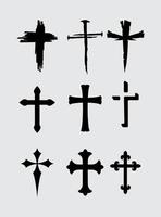 cruzar símbolo icono forma universal elemento logo cristiano Jesús acortar Arte ilustración vector modelo conjunto haz