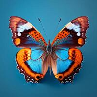 ai generado mariposa en azul antecedentes foto