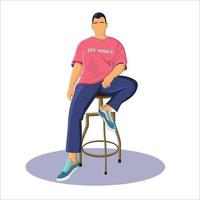 boy sting on chair flat design vector illustration