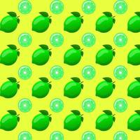 Seamless pattern lime with green leaf and lime sliced. For posters, logos, labels, banners, stickers, product packaging design, etc. Vector illustration