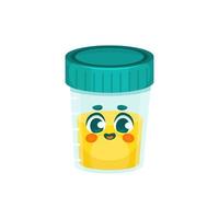 Cute container for analysis urine. Vector cartoon character