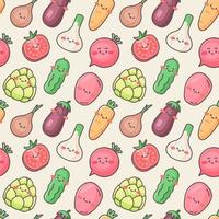 Seamless vector pattern with cute vegetable characters.
