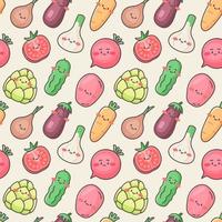 Seamless vector pattern with cute vegetable characters.