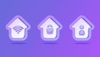 Smart home, safe house vector icon. Vector in 3d style