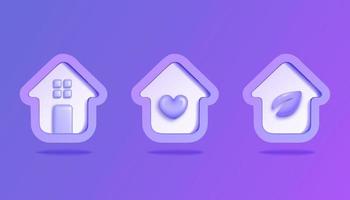 3D house icon. Eco home, sweet home. Vector illustration