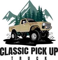 classic pick up truck logo design vector