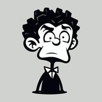 Black and white cartoon character vector illustration with isolated background