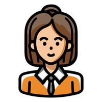 Positive face business woman upper body icon vector illustration